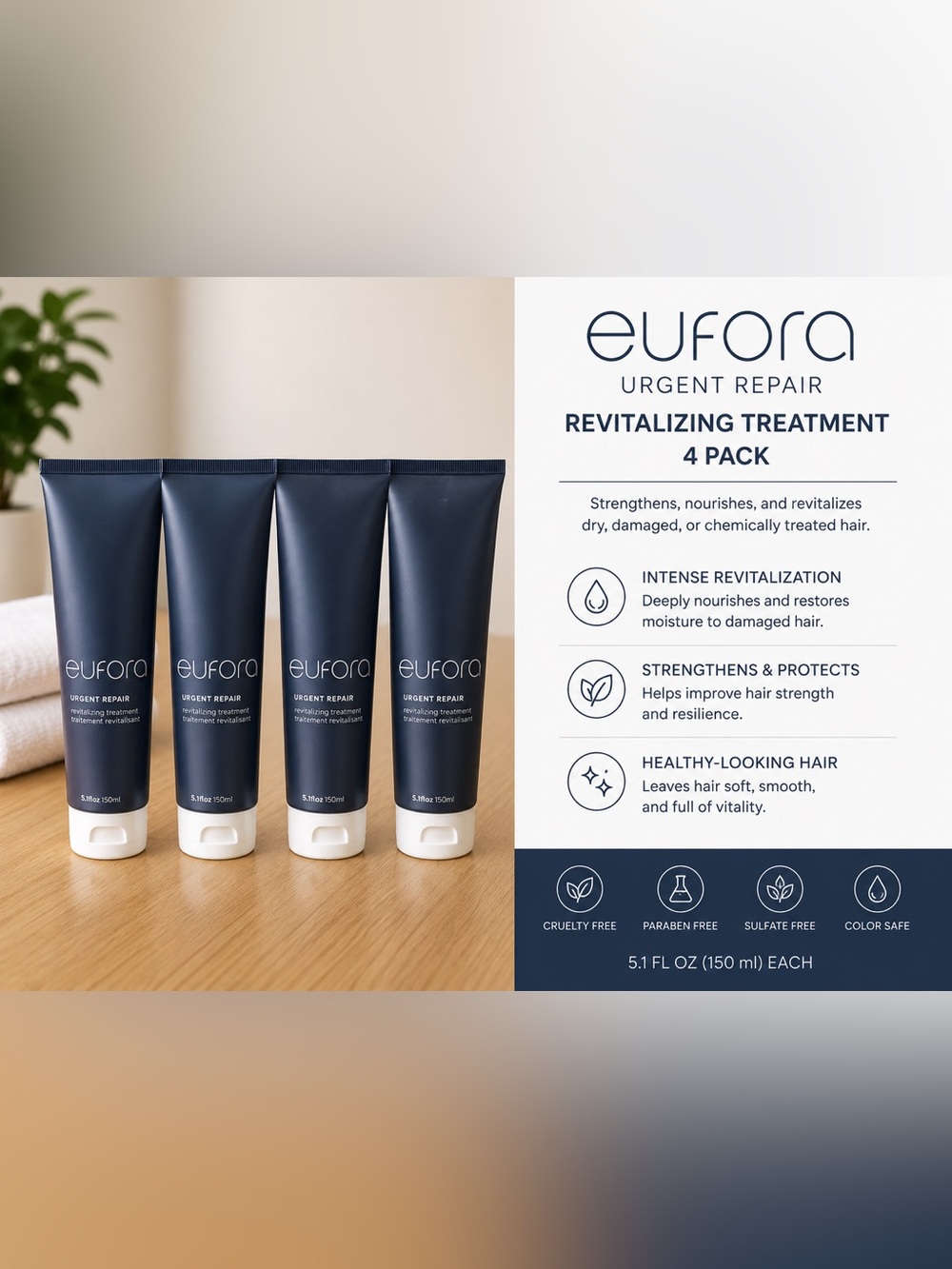 Eufora Urgent Repair Revitalizing Treatment 5.1 fl oz 4 Pack Hair Therapy
